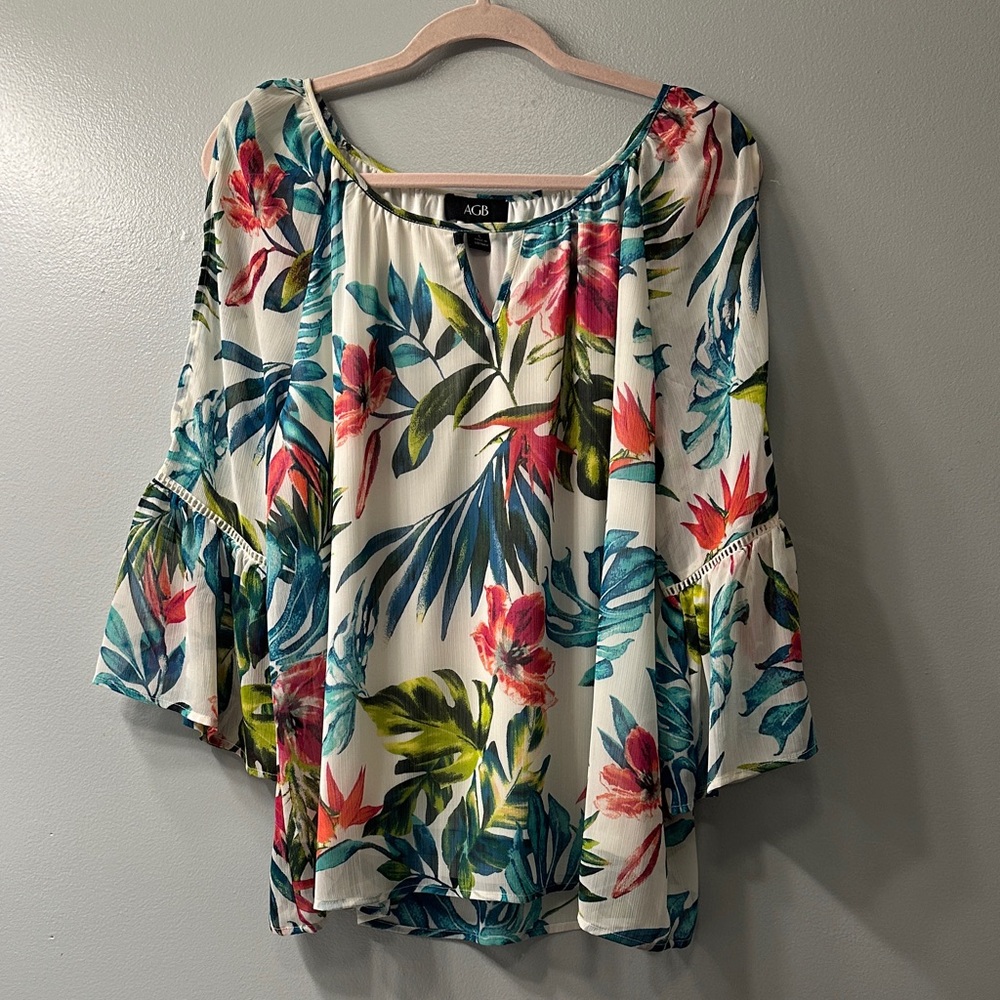 AGB Women's Tropical Floral Blouse - Multicolor